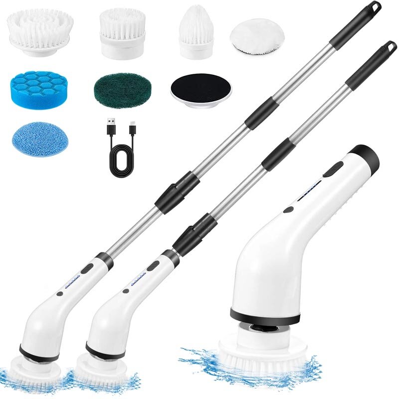 Wireless Electric Cleaning Brush Multifunctional Up to 420RPM Powerful Bathroom Brush Handheld Rotating Cleaning Scrubber