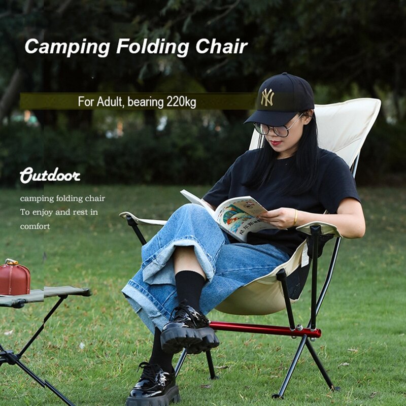HooRu Folding Strand Mond Stuhl Tragbare Leichte Aluminium Camping Picknick Stühle Im Freien Reisen Angeln Wandern Sitz Werkzeuge