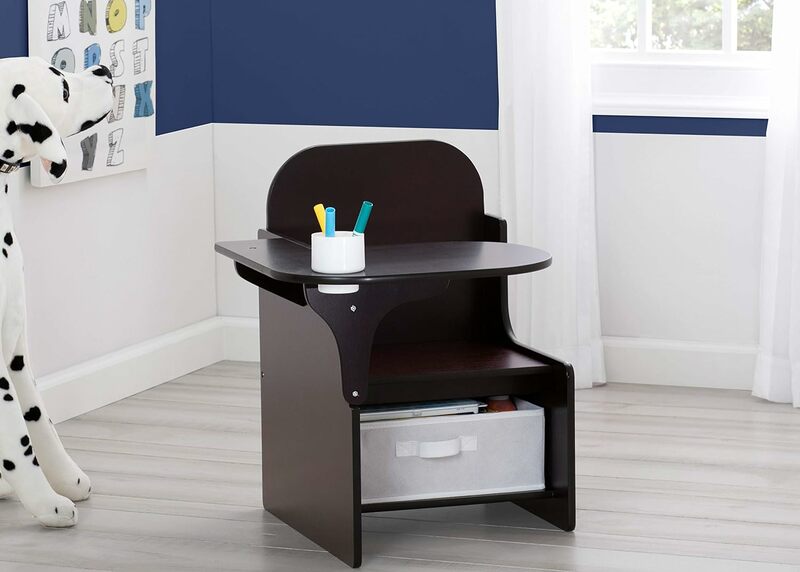 Chair Desk com Storage Bin, Cinza