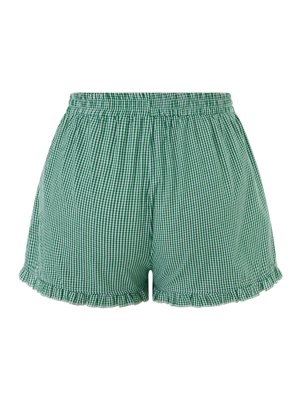 Y2K Plaid Shorts for Women Ruffle Hem High Waist Gingham Shorts Lounge Pajama Boxer Shorts Pj Bottom Going Out Shorts