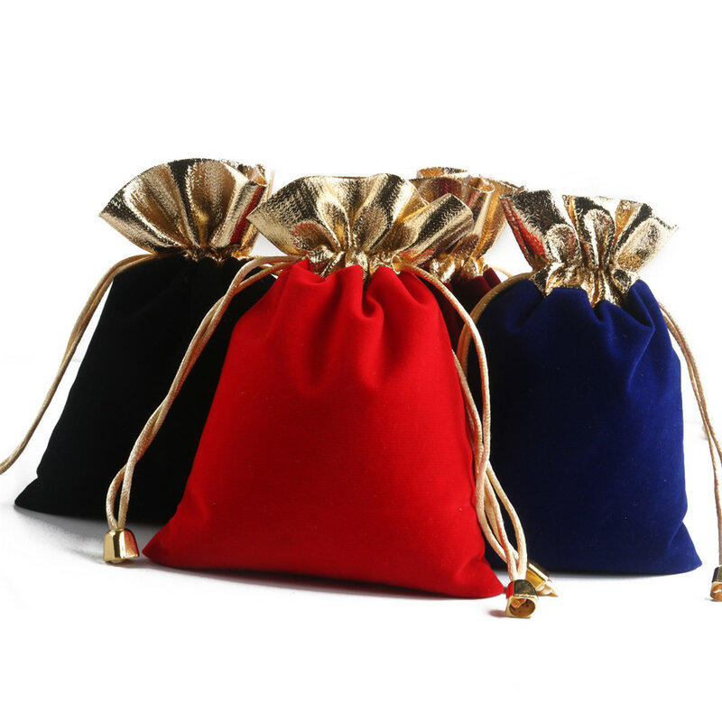Бархатная сумка для хранения ювелирных изделий, 1 шт., 4 цвета на выбор, подходит для свадебного подарка, маленькая сумочка для конфет, контейнер для конфет 16*12 см