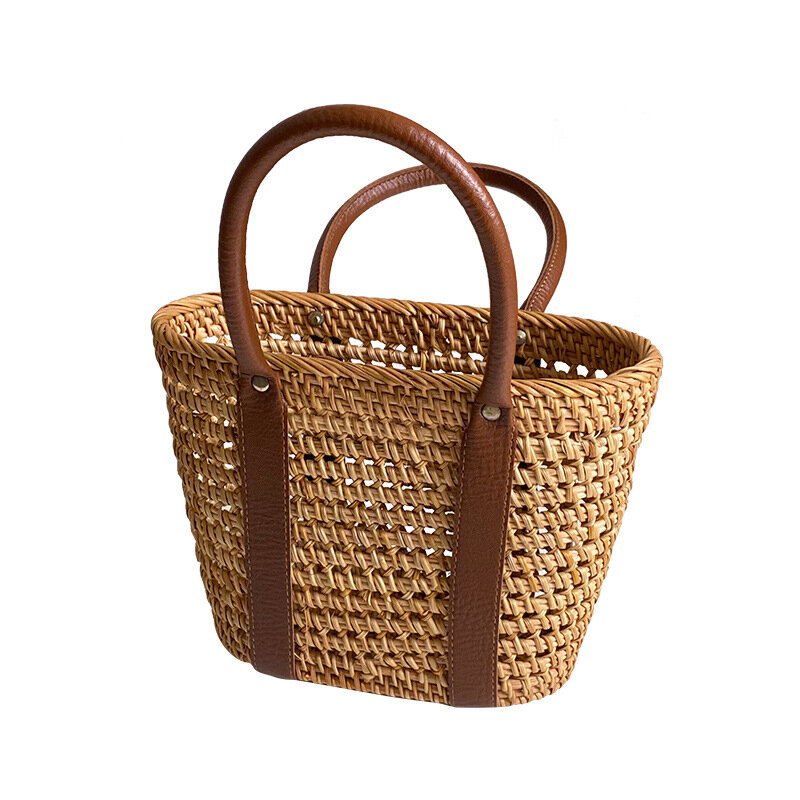 Rattan Knitted Hand-woven PU Starry Sky Handbag 2023 Summer Seaside Holiday Travel Crossbody Bags for Women