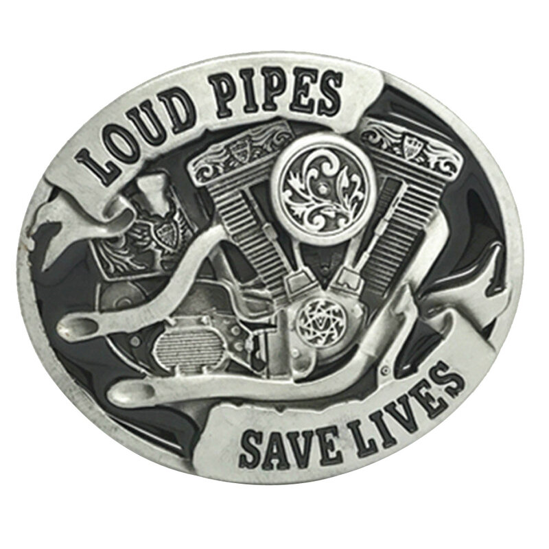 Cheapify Dropshipping Oval West Cowboy Loud Pipes Save Lives Metal Man Belt Buckle 40mm