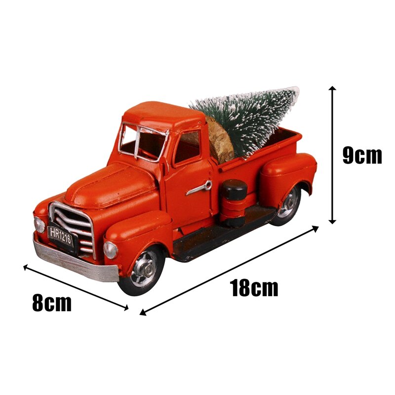 7 Inches Vintage Red Truck Christmas Decor Handcrafted Red Metal Truck Car Model For Christmas Decoration Red