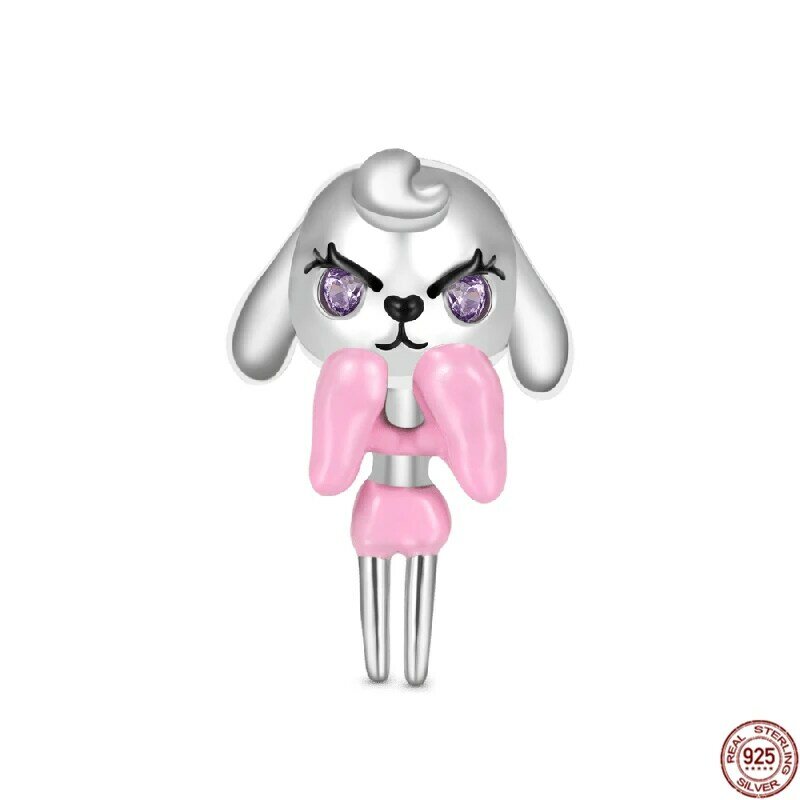 パンドラブレスレット用の925スターリングシルバーペンダント,ウサギの形をした人形,オリジナルのパンドラジュエリー,ファッショナブルなギフトに最適