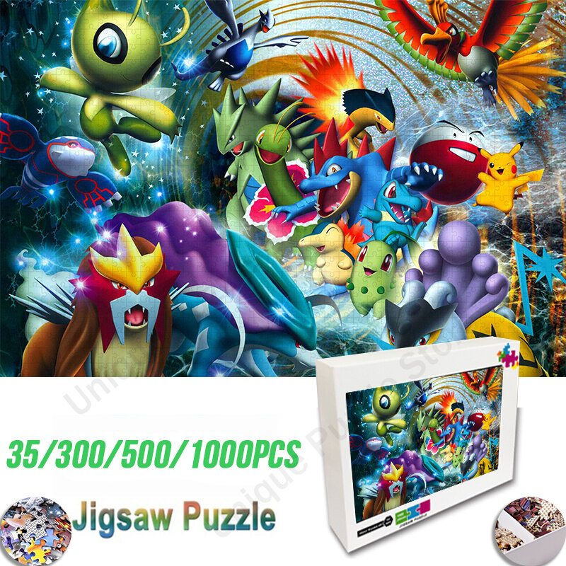 Anime Pikachu Puzzle Jigsaw Puzzle in legno fai da te bambini apprendimento precoce giocattoli educativi per bambini Jigsaw Puzzle Set con scatola
