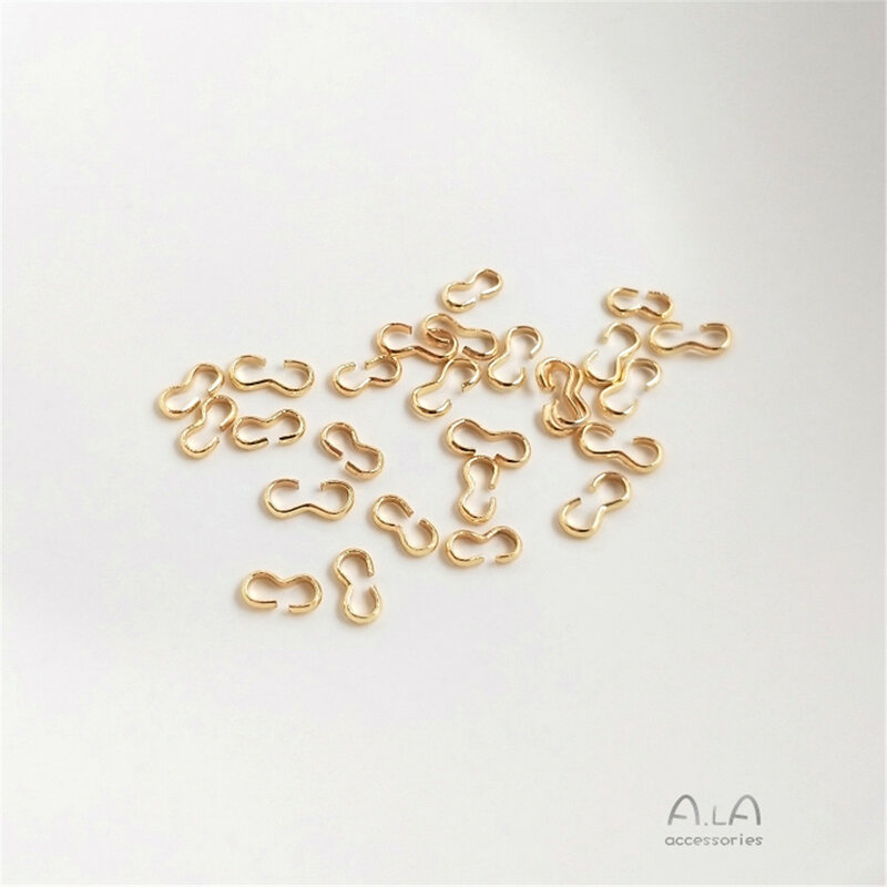 Apertura de oro revestido de cobre de 14K, hebilla en forma de 8 y 3, joyería hecha a mano DIY, pendientes, pulsera, collar, accesorios de conexión