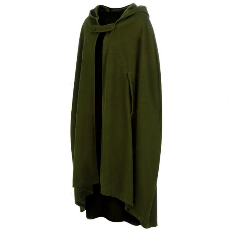 Winter Women's Cloak Thickened Loose Warm Extended Medieval Style Single Button Seal Armhole Hooded Cloak Long Shawl