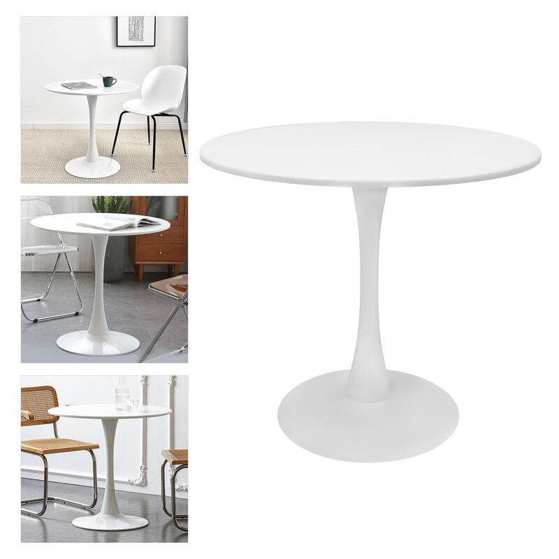 طاولة طعام مستديرة بيضاء من الأعلى ، طاولة توليب حديثة لغرفة الطعام ، منتصف القرن ،