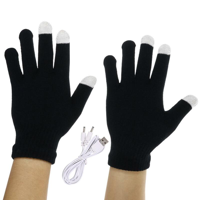 Unisex USB Heated Gloves Full Hands Winter for Knitting Thermal Laptop Gloves for Indoor or Students Sports Cycling