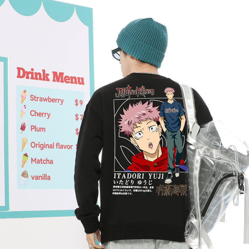 Spell Spell Back To War Anime Joint Crewneck Hoodie Male Summer Oil Jefo Black Anime Peripheral Clothes Autumn