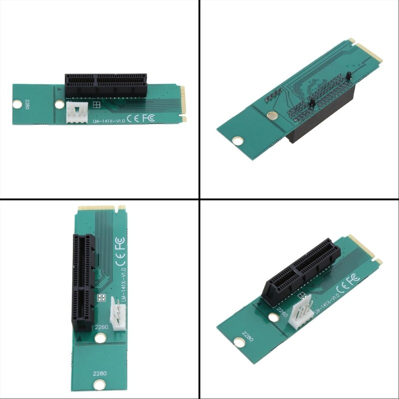 Ngff Naar Pci-e 4x Riser Card Adapters Met Grote 4pin Stroomkabel Ondersteuning 2260/2280 Ssd Laptops Accessoires Dropship