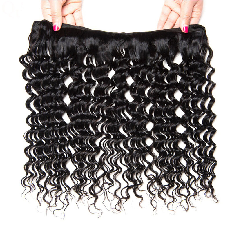 Brazilian Deep Wave Hair Weave Bundles Raw Curly Human Hair Bundles 30 32 Inch Bundle 10A Remy Extension 1 3 4 Bundles for Women
