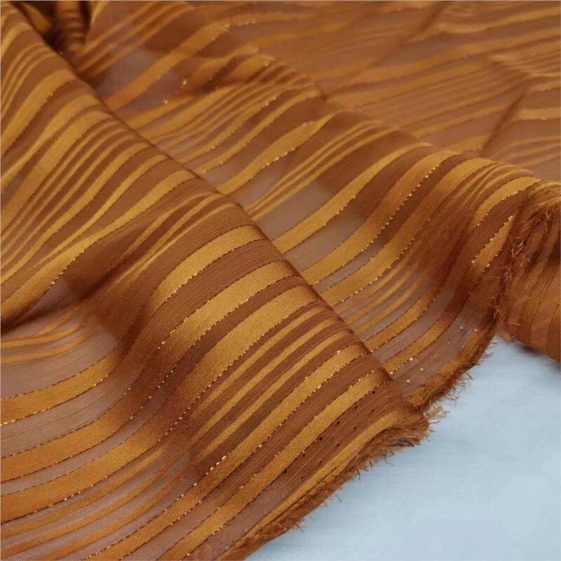 Однотонная Красивая полосатая Серебристая шелковая шифоновая ткань «сделай сам» для шитья платья ручной работы