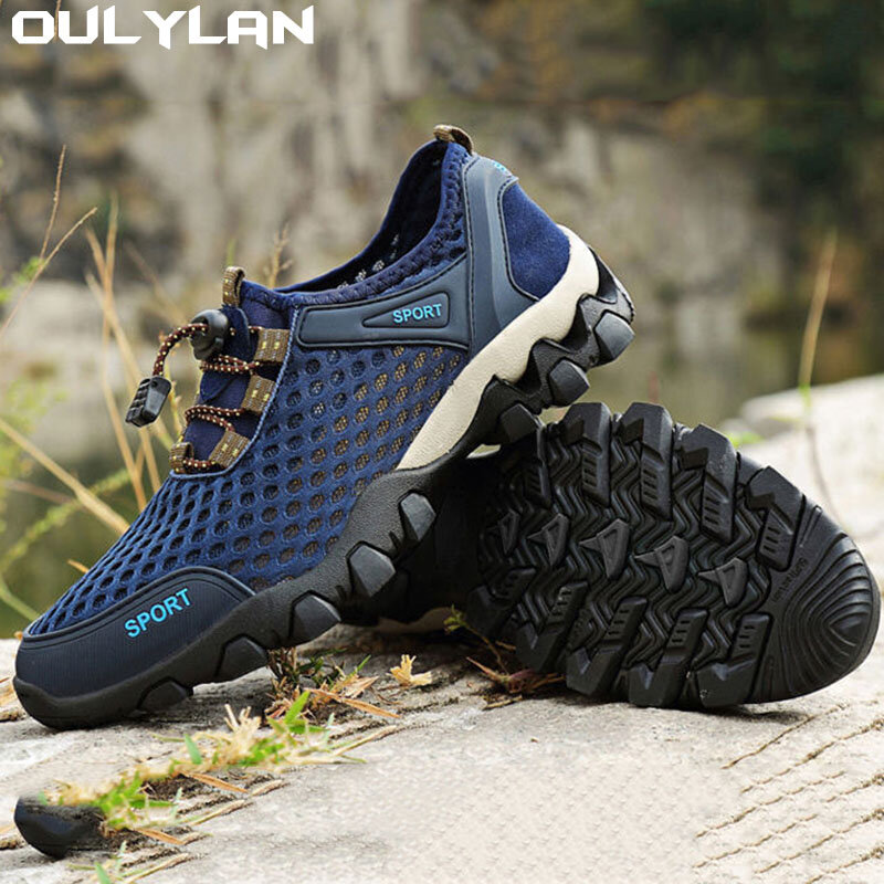 Oullan รองเท้าเดินป่าชายรองเท้าเดินป่าแม่น้ำเดินแคมป์ปิ้ง sepatu Trail ฤดูใบไม้ผลิฤดูร้อนผู้ชายกลางแจ้งต้นน้ำ