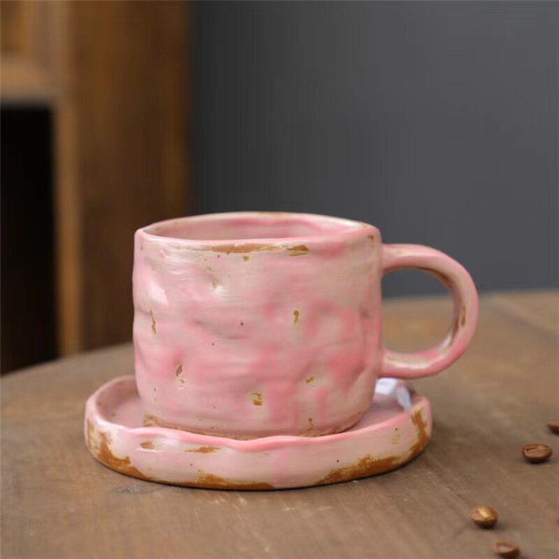Retro Ceramic Coffee Cup Breakfast Cups Coarse Ceramic Mugs Afternoon Tea Luxury Tableware Mug