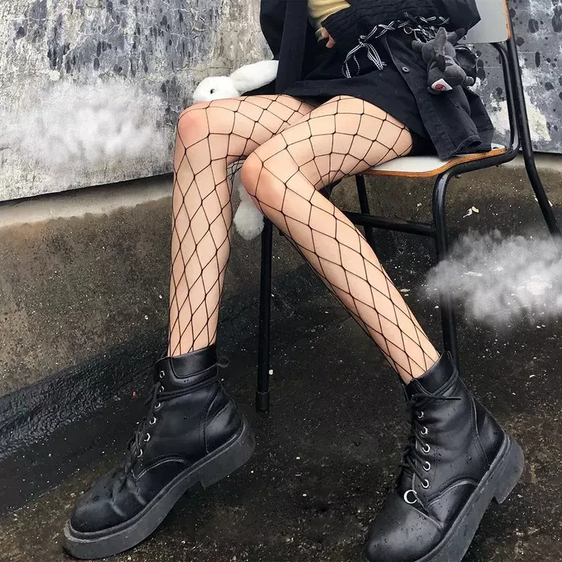 Lolita Cosplay Girls calze lunghe a rete calze a rete collant a rete collant in Nylon calze da donna Sexy pelle coscia vita alta calze