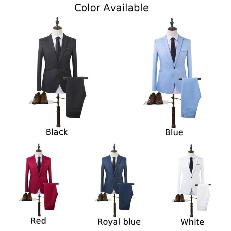 Blazer+Pants 2Pcs/set Men\'s Formal Blazer Jackets Coat Pants Tuxedos Wedding Slim Business Dress Suit Clothing For Man
