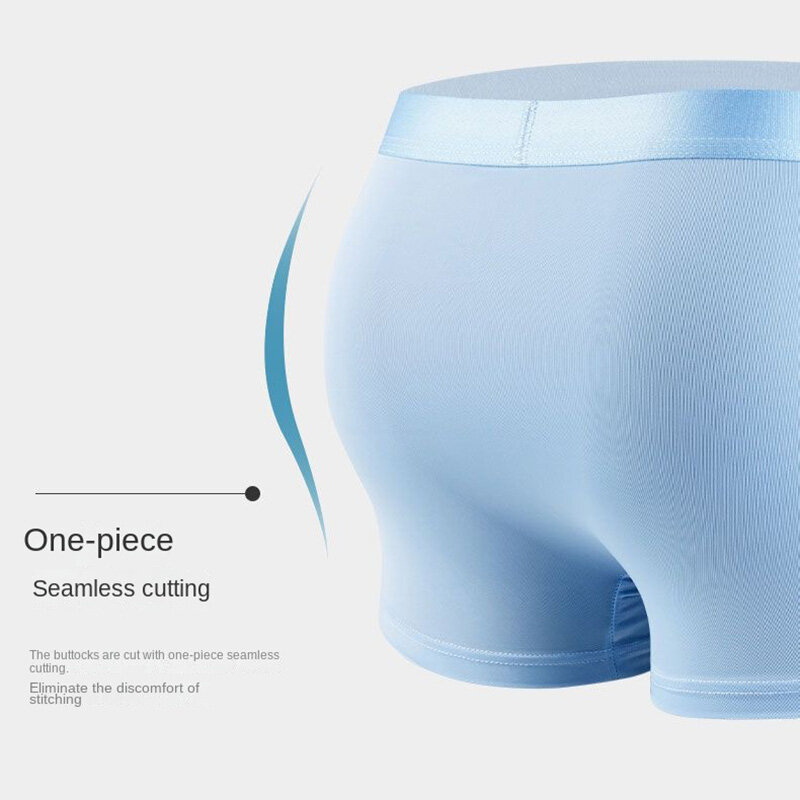 กางเกงบ็อกเซอร์ผู้ชาย4ชิ้นกางเกงใน celana dalam Bahan Sutra ไอซ์คูลกางเกงระบายอากาศเซ็กซี่บางชุดชั้นในนูนขายส่ง L-6XL