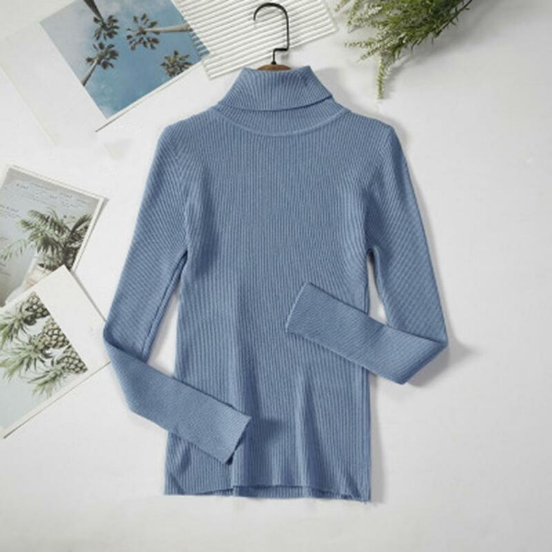 Women Pullover Sweater Cozy Chic Slim Fit High Collar Knitted Sweaters for Women's Fall Winter Wardrobe Long Sleeve Sweater