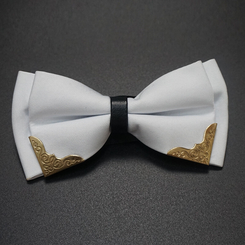 Pajaritas blancas y negras sólidas para hombre, vestido Formal de boda, pajaritas para hombre y mujer, corbata de banquete de mariposa ostentosa de Metal de ocio
