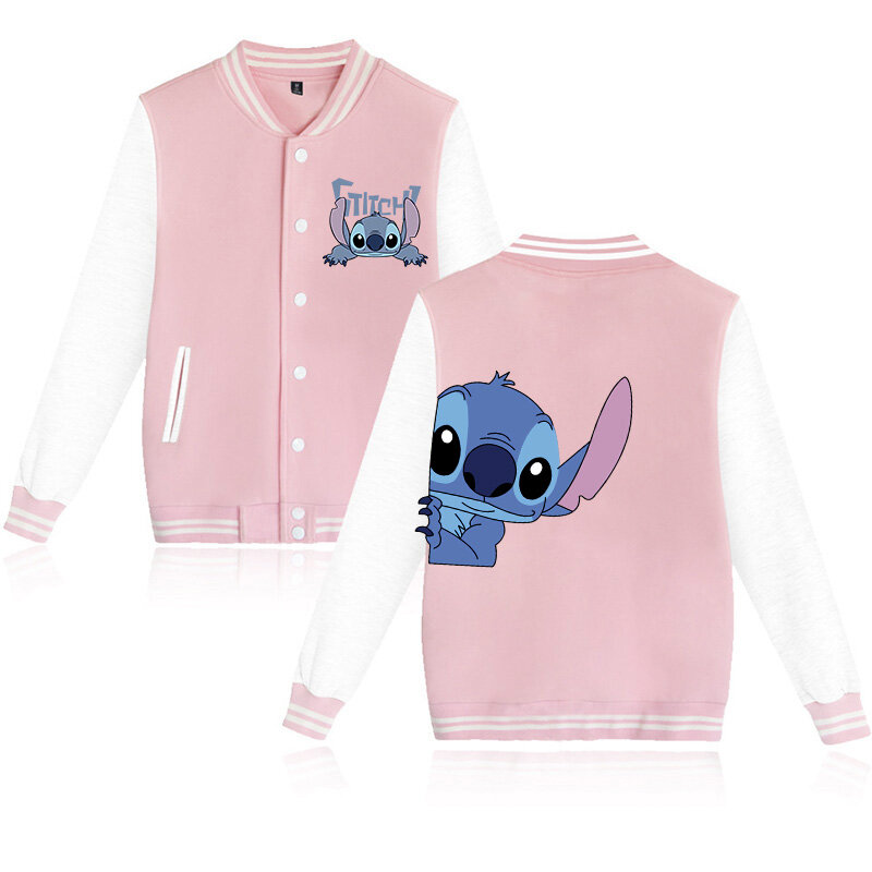 90s Disney Hoodie Lilo Stitch Baseball Jacket Men Women Sweatshirt Kids Boys Girls Harajuku Jackets Streetwear College Coats Y2k