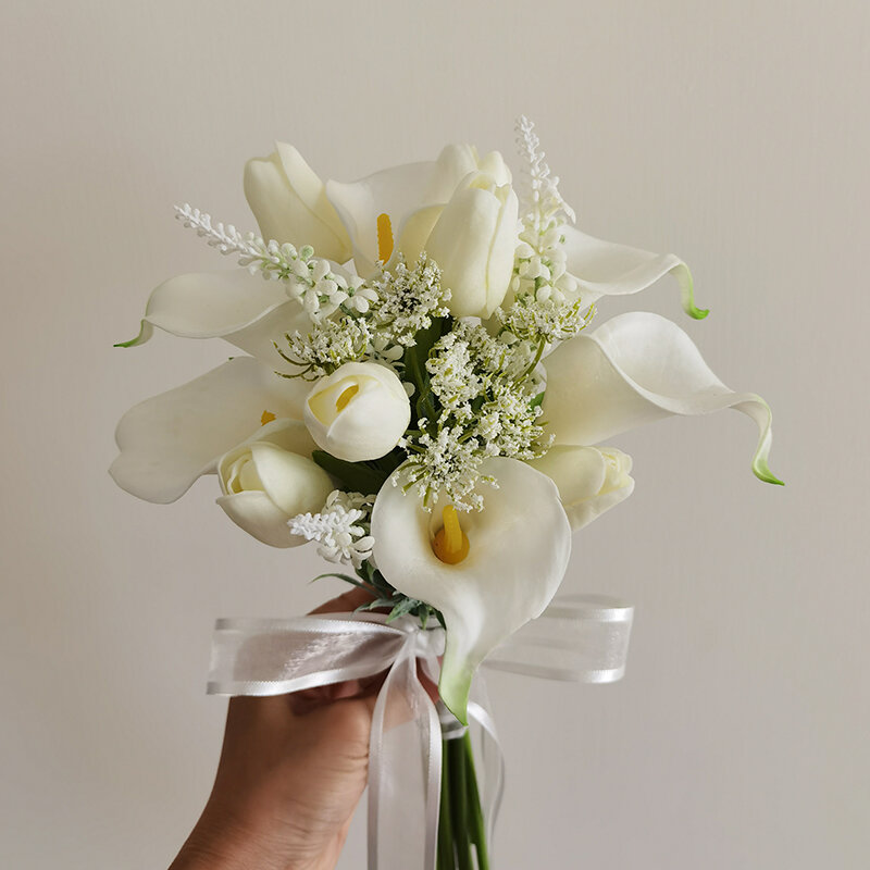 Wedding Bouquet Artificial Calla Lily Hand Bouquet Bridal Holding Flowers for Bridesmaid Wedding Flowers Bridal Accessories