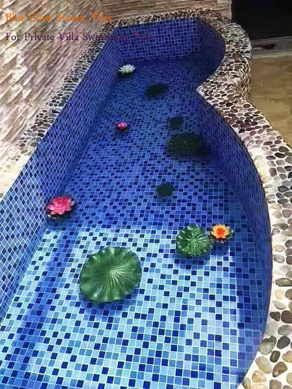 Piastrelle a mosaico in vetro blu cielo antiscivolo mediterraneo 30x30cm piastrella per pavimento per piscina privata, piattaforma paesaggistica, decorazione della parete
