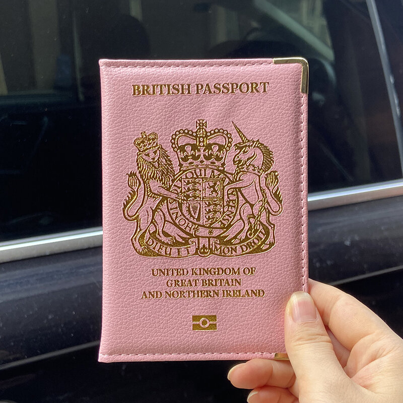 Frauen Reisepass Abdeckung UK Pu Leder Rosa Fall für Passport Mädchen Mode Vereinigten Königreich Halter Reisepass Reise Brieftasche