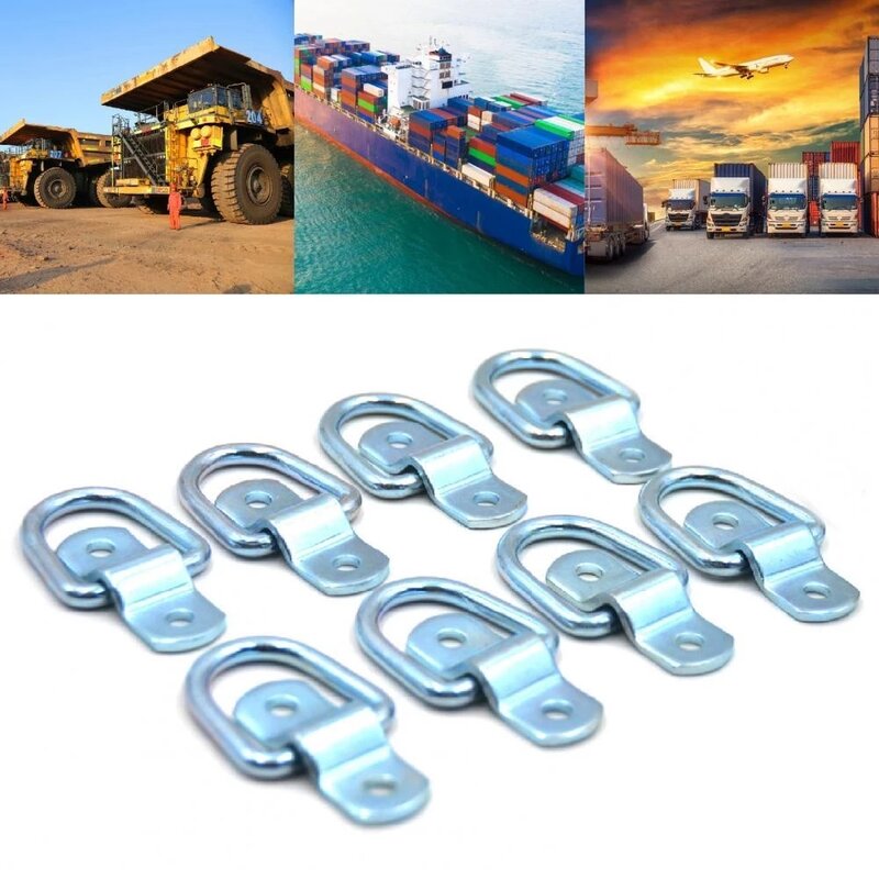 Metal 8Pcs Great Bolt-on D Ring Tie Down Strap Ring Reliable Trailer Lashing Ring D Shape for Ship