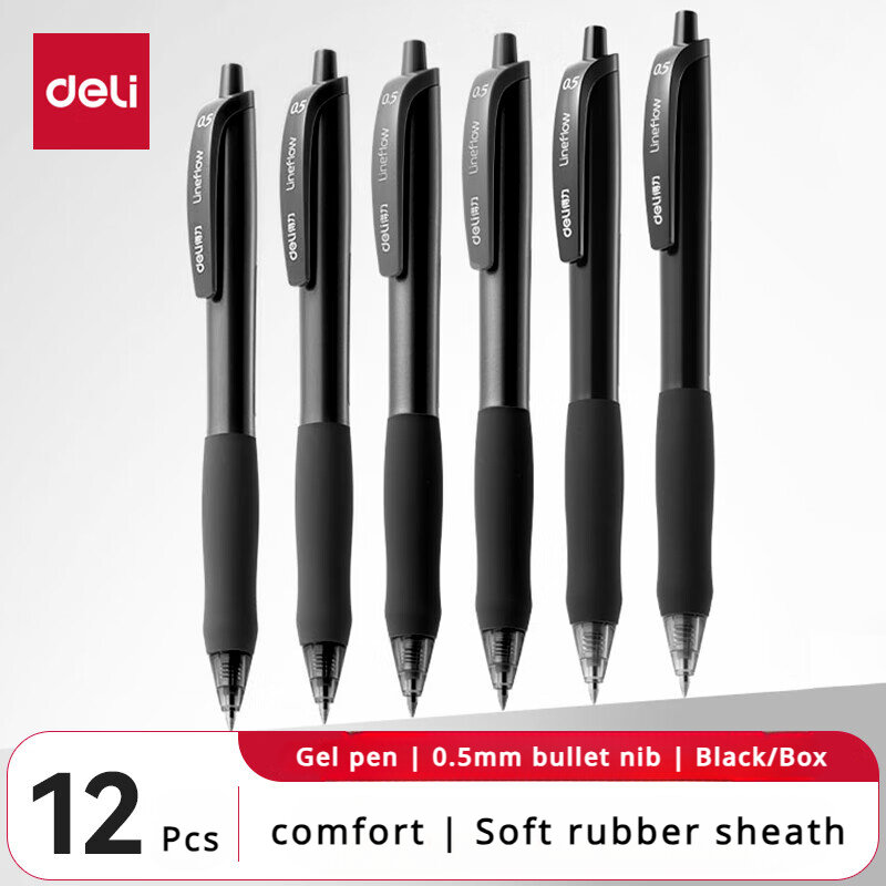델리 0.5mm 불릿 팁 젤 펜, 부드러운 필기구, 사무실 및 학생 문구 용품