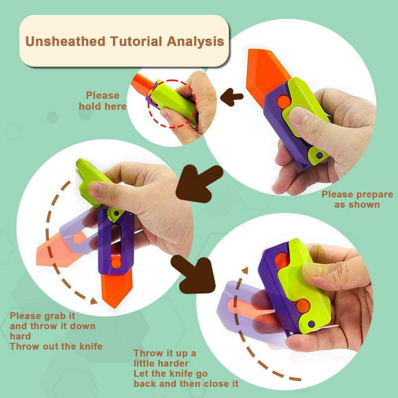Nuovo 3D carota GravityKnife Fidget Toys ChildrenDecompression Push Card piccolo giocattolo stampa 3D coltello di carota di plastica Dropshipping