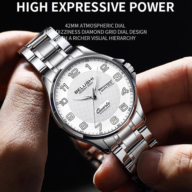 Часы наручные BELUSHI унисекс, модные водонепроницаемые брендовые ультратонкие светящиеся для мужчин и женщин, подарок с календарем, 2023