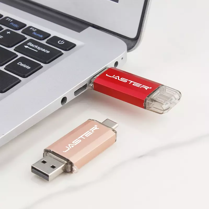 JASTER TYPE-C USB แฟลชไดร์ฟ128GB OTG ไดรฟ์ปากกา64GB หน่วยความจำ32GB Golden Pendrive U Disk ธุรกิจสร้างสรรค์ของขวัญ