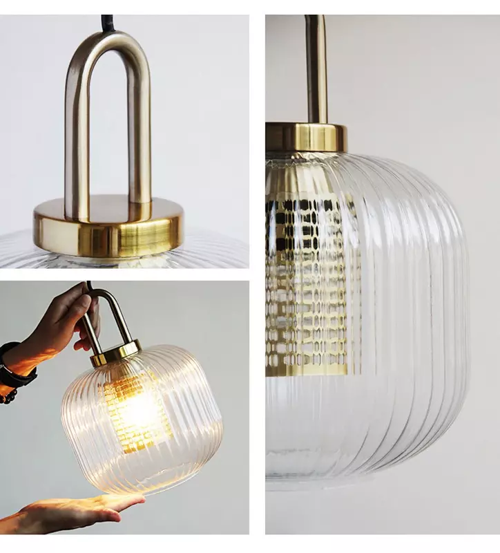 Japanese Design Glass Pendant Light Metallic Pendant Lamp Minimalist Led Hanging Light Fixtures Bedroom Nordic Lamp
