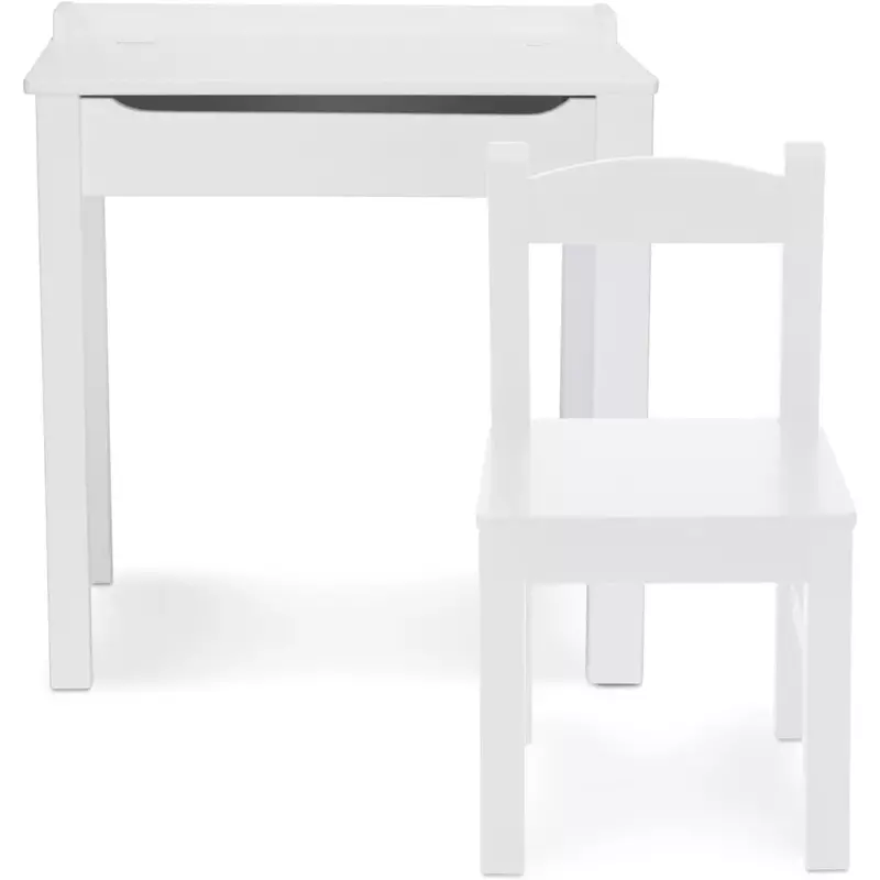 Wooden Lift-Top Desk & Chair - White Freight Free Study Table for Kids Table and Chairs Conference Tables & Chairs Children Toys