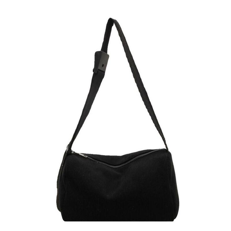 Tas bahu kanvas wanita tas jinjing korduroi sederhana kasual kapasitas besar tas tangan desainer untuk wanita perjalanan tas belanja Solid S3B8