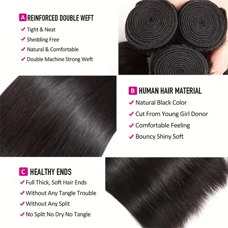 Steil Haar Bundels Menselijk Haar Bundels Lange Straigh Remy Hair Extention 1 3 4 Bundels Deals Braziliaanse Haarweefselbundels