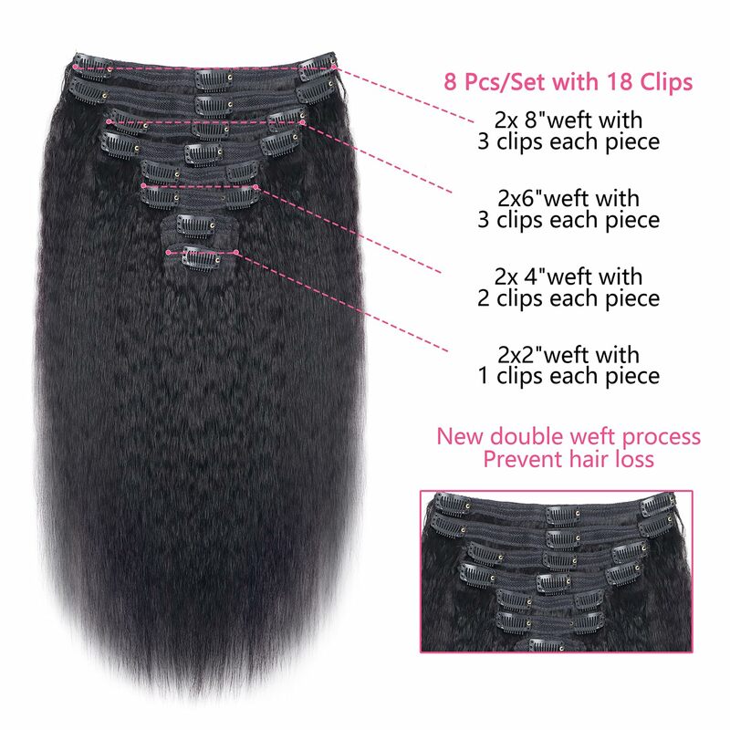 Кудрявые прямые накладные волосы на клипсе, натуральные черные волосы, бразильские настоящие человеческие волосы для женщин, 12-26 дюймов, полная голова 120 г