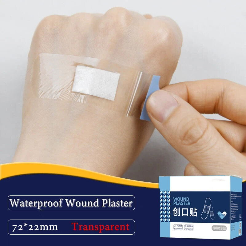 100Pcs/Pack Transparent Adhesive Wound Plaster Waterproof Medical Anti-Bacteria Band Aid Bandages Home Travel First Aid Kit