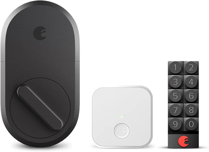 August-Smart Lock (noir) + allergique + clavier intelligent, entrée sans clé et accès aux invités avec des codes de clé uniques