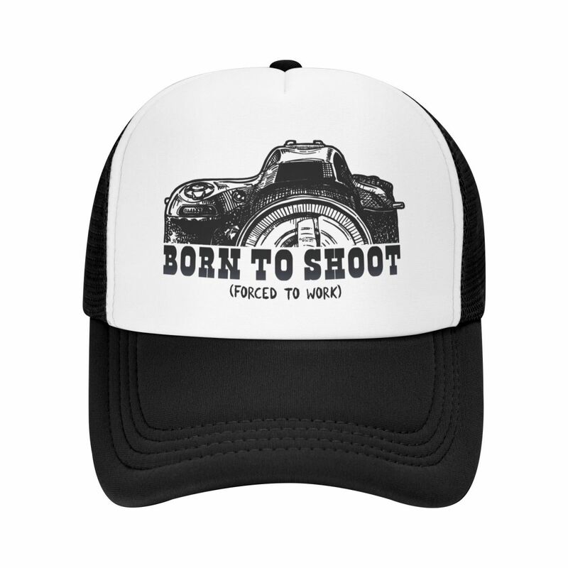 Custom Fashion Unisex Born To Shoot Photographer Trucker Hat Adult Camera Photography Adjustable Baseball Cap Men Women Hip Hop
