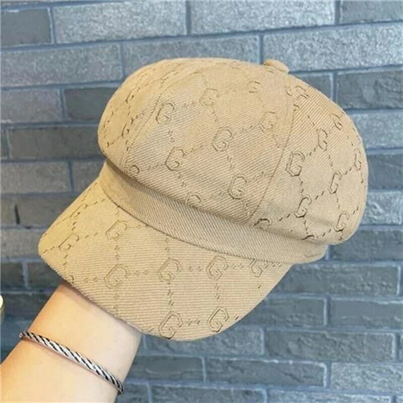 Trend Designer G Letter Brand Women's Octagonal Hat Winter Pure Cotton Warm Retro Ladies Beret Literary Girls Painter Hat
