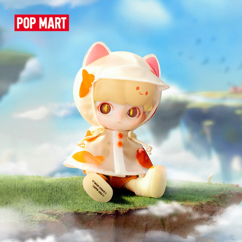 Figura de ação POP MART Dimoo Raincoat Cat, Ball-Joint, boneca bonito BJD