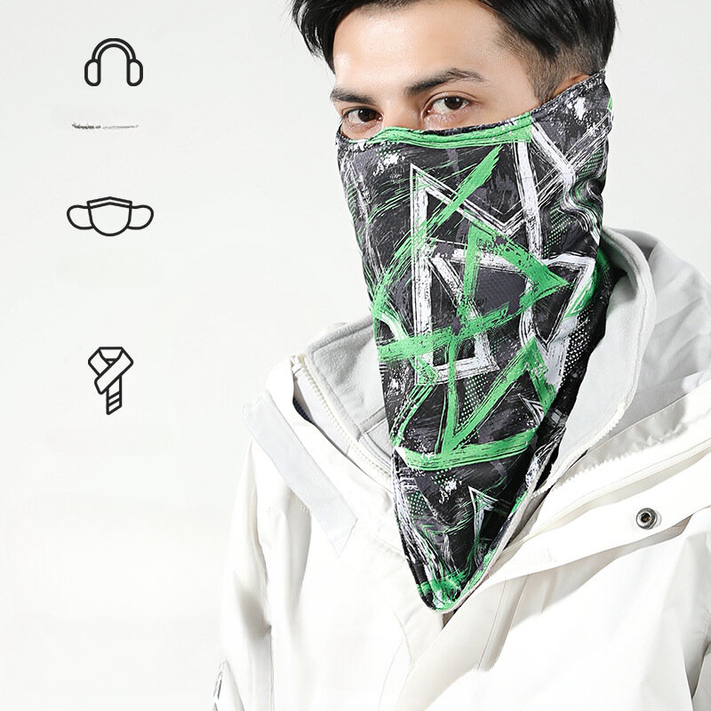 Cztery pory roku kolarstwo na świeżym powietrzu ciepła maska aksamitne ochrona przed zimnem ochrona słuchu Graffiti sportowe Bandana wiatroszczelne naszyjniki