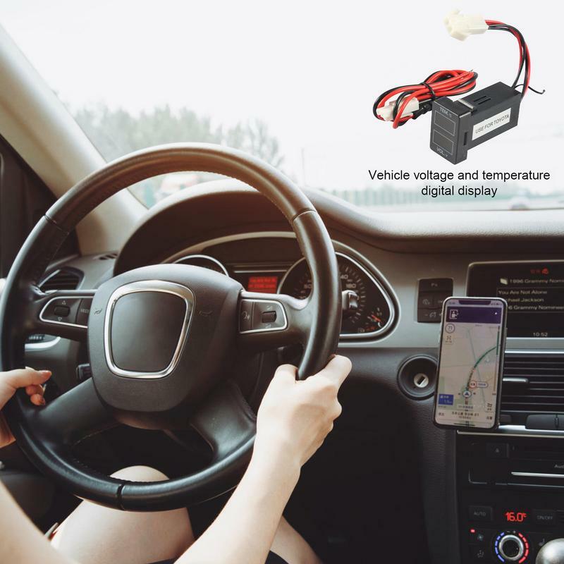 Licznik z wyświetlaczem cyfrowym systemy alarmowe w samochodzie silny monitorowanie ciśnienia opon 2 w 1 miernik temperatury wyświetlacz LED woltomierza