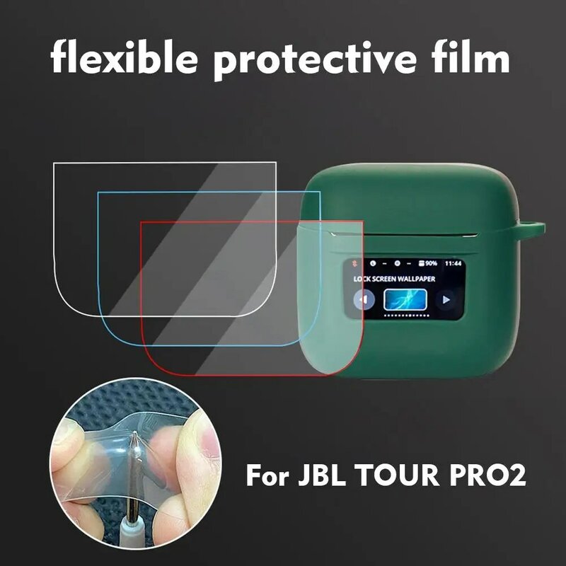 TPU حماية غشاء هيدروجيل لسماعات الرأس اللاسلكية JBL Tour Pro 2 ، شاشة LCD ذكية ، شحن مباشر