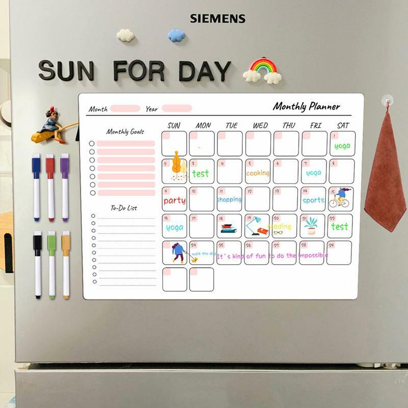 Frigorifero pianificatore mensile calendario frigorifero magnetico calendario frigorifero multifunzionale pianificatore lavagna cancellabile Memo pad