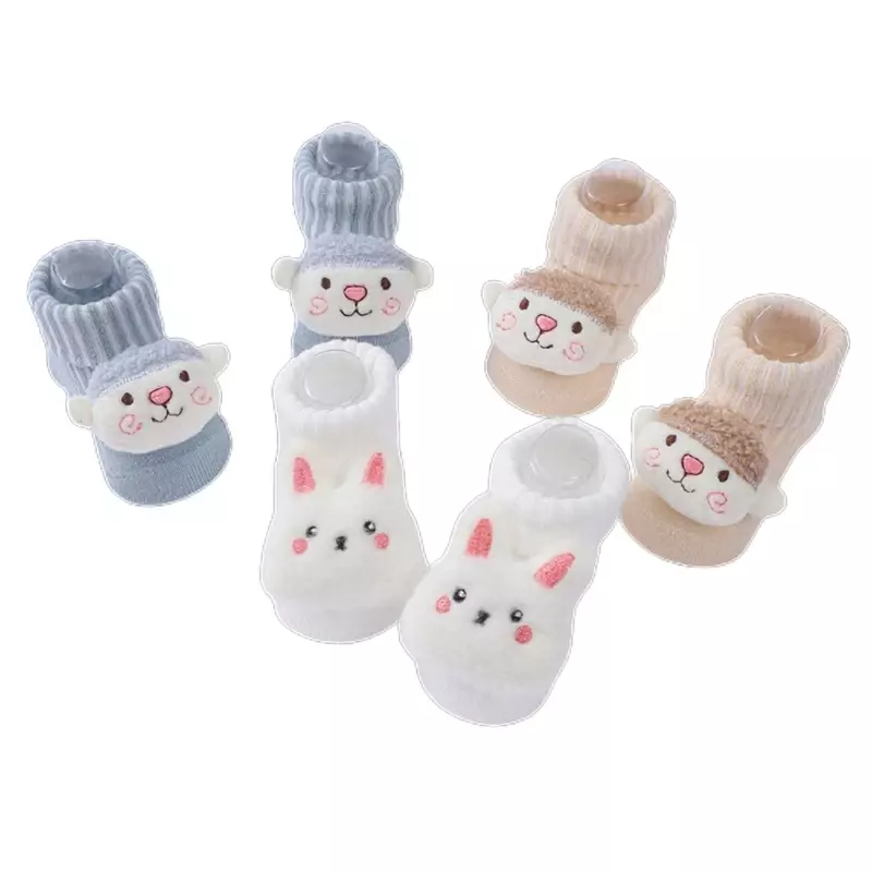 3 Pair/lot Cartoon Dolls Knitted Socks Stylish & Versatile Baby Knit Foot Socks Set Breathable Shower Gift for Toddlers