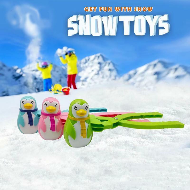 Zabawka na śnieg na zewnątrz dla dzieci zajęcia na świeżym powietrzu forma na śnieg zimowa zabawka z uchwytem w kształcie pingwina śnieżne kulki trwałe zagęszczone